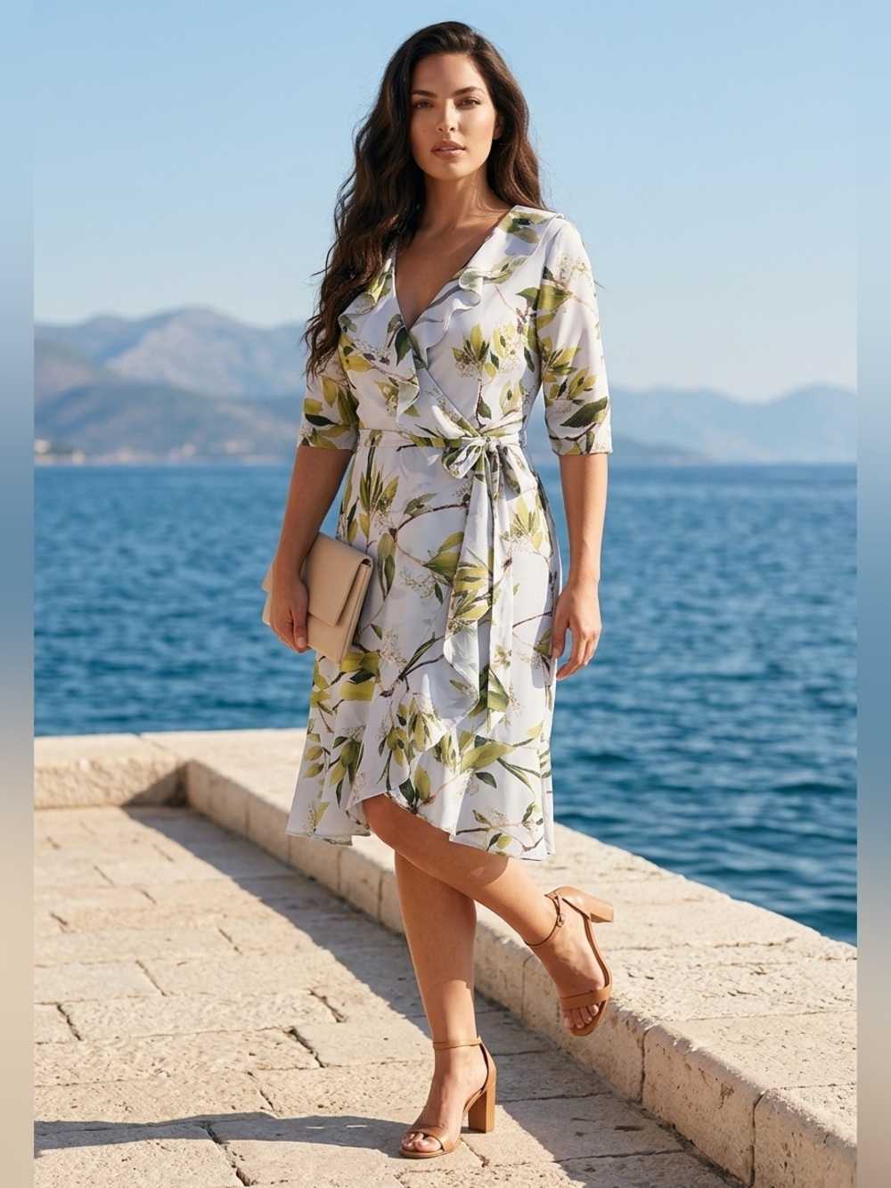 Adrianna Papell Milly Floral Faux Wrap Dress Women’s Size 6